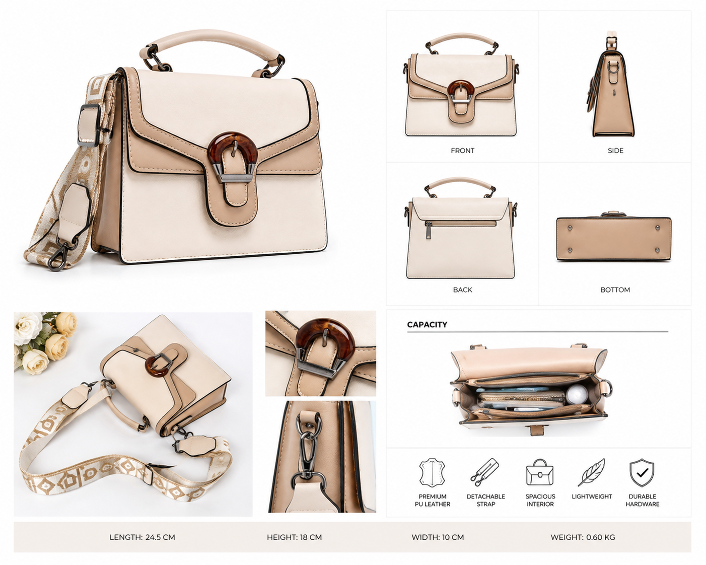Premium Two-Tone Structured Handbag