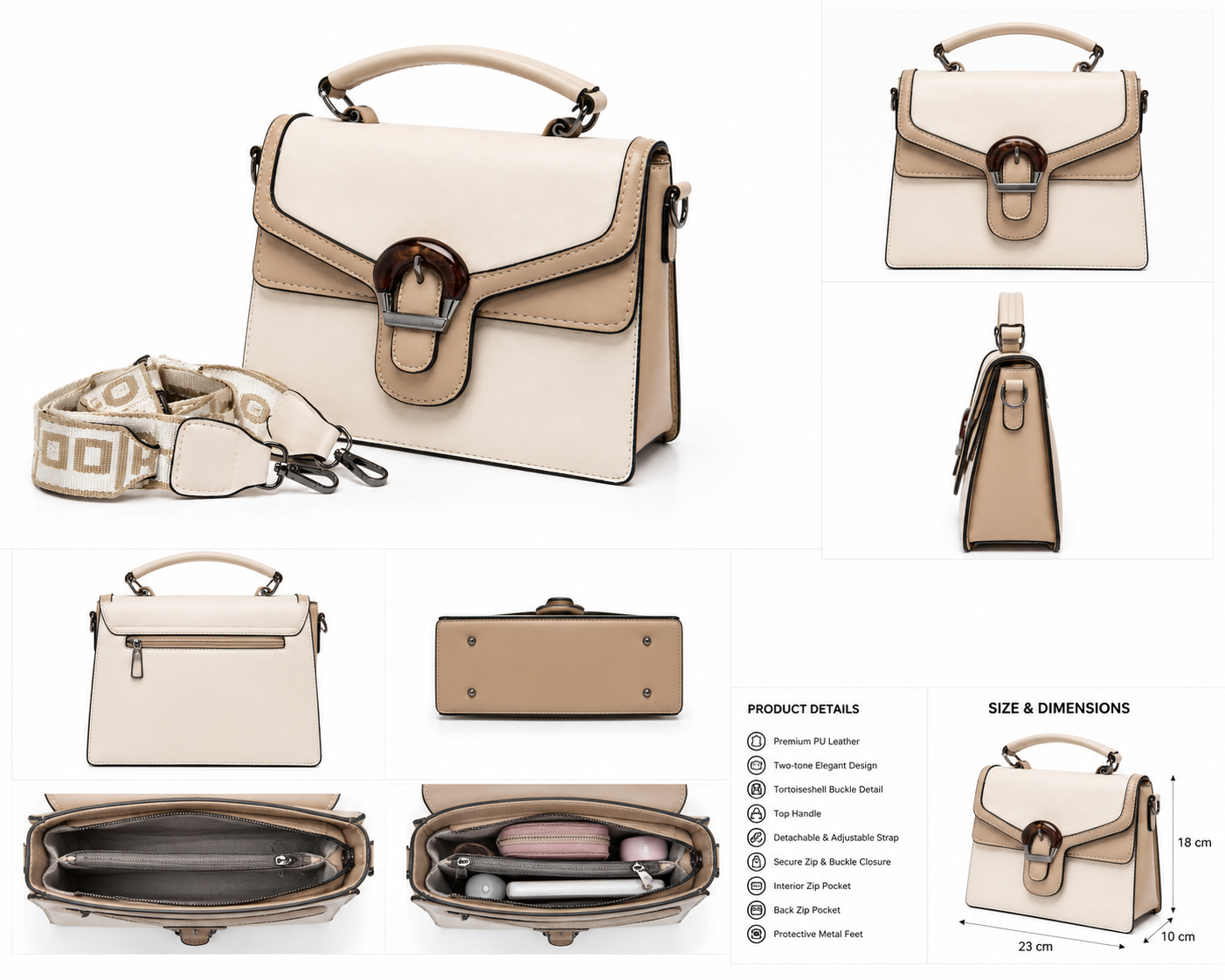 Premium Two-Tone Structured Handbag
